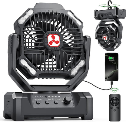 Portable Fan Rechargeable, 20000mAh Cordless Battery Powered Fan with LED Lantern Battery Operated for Travel Bedroom Home Camping Tent Office Beach Desk Fishing Table