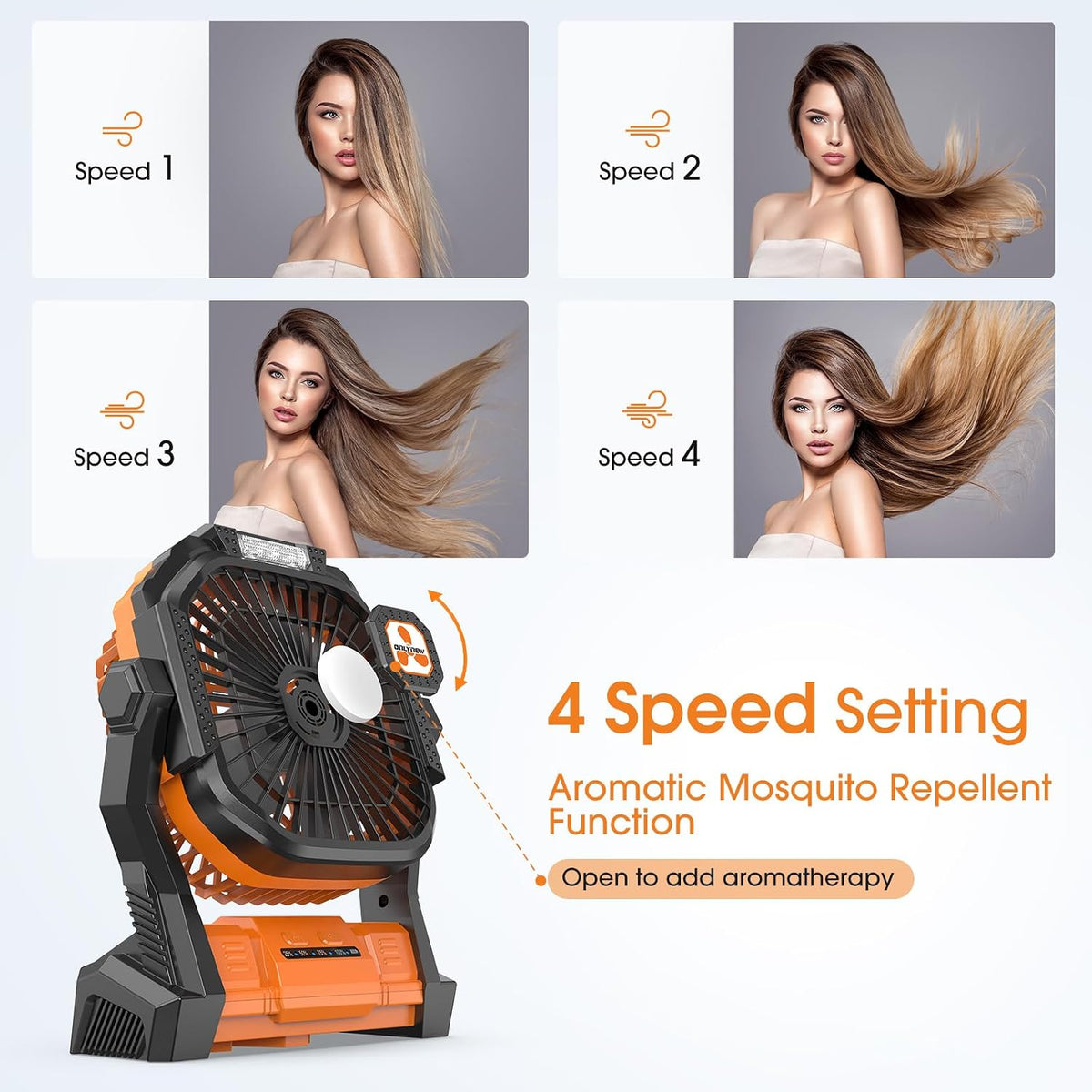 Portable Fan Rechargeable, 20000mAh Cordless Battery Powered Fan with LED Lantern Battery Operated for Travel Bedroom Home Camping Tent Office Beach Desk Fishing Table