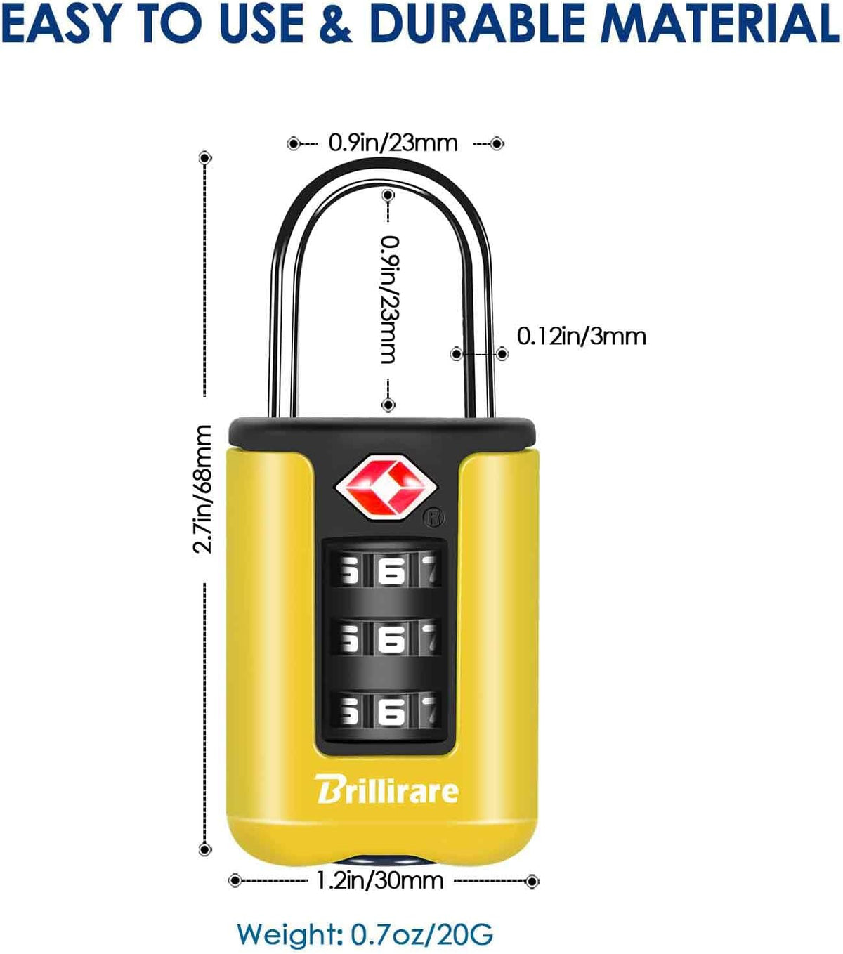 2 Pack TSA Approved Luggage Locks, Combination Travel Padlock, 3-Digit Waterproof Lock, TSA Accepted Outdoor Keyless Resettable Lock for Lockers, Bags, Backpack, Gym, Gate-Blue