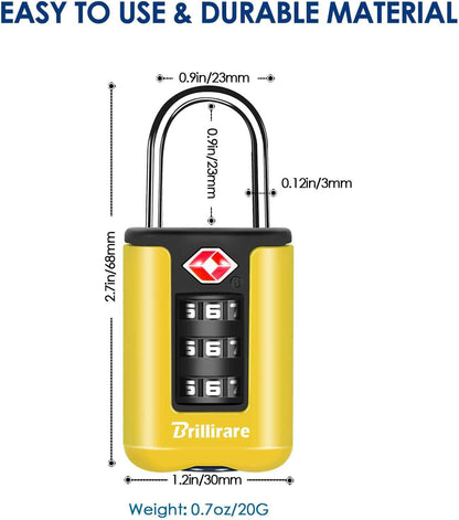 2 Pack TSA Approved Luggage Locks, Combination Travel Padlock, 3-Digit Waterproof Lock, TSA Accepted Outdoor Keyless Resettable Lock for Lockers, Bags, Backpack, Gym, Gate-Blue