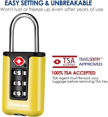 2 Pack TSA Approved Luggage Locks, Combination Travel Padlock, 3-Digit Waterproof Lock, TSA Accepted Outdoor Keyless Resettable Lock for Lockers, Bags, Backpack, Gym, Gate-Blue