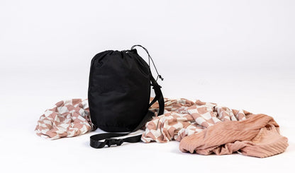 Soft Pink Checkered Dual-Sided Travel Blanket with Carrying Bag