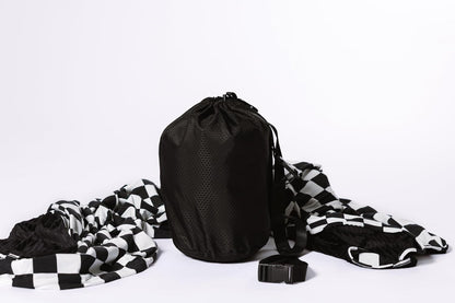 Soft Pink Checkered Dual-Sided Travel Blanket with Carrying Bag