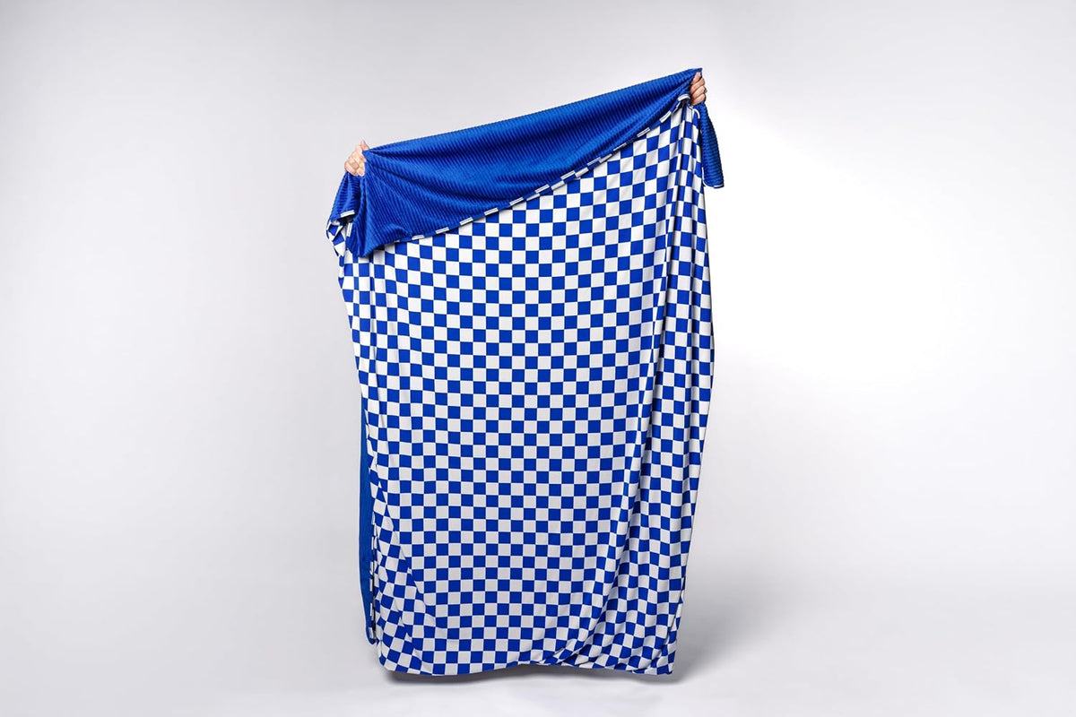Soft Pink Checkered Dual-Sided Travel Blanket with Carrying Bag
