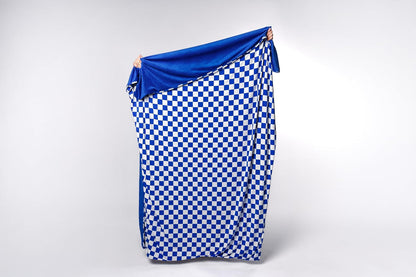 Soft Pink Checkered Dual-Sided Travel Blanket with Carrying Bag