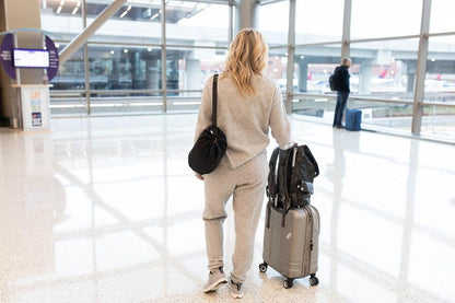 Soft Pink Checkered Dual-Sided Travel Blanket with Carrying Bag