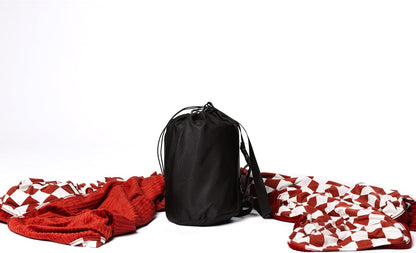 Soft Pink Checkered Dual-Sided Travel Blanket with Carrying Bag