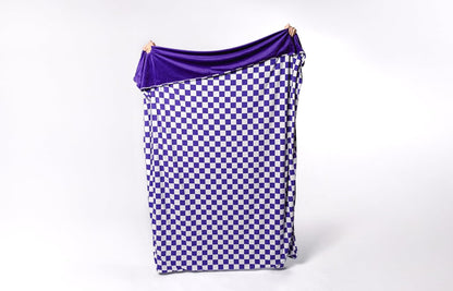 Soft Pink Checkered Dual-Sided Travel Blanket with Carrying Bag