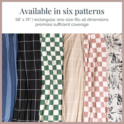 Soft Pink Checkered Dual-Sided Travel Blanket with Carrying Bag