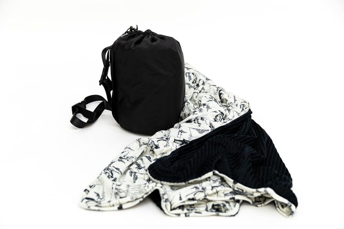 Soft Pink Checkered Dual-Sided Travel Blanket with Carrying Bag