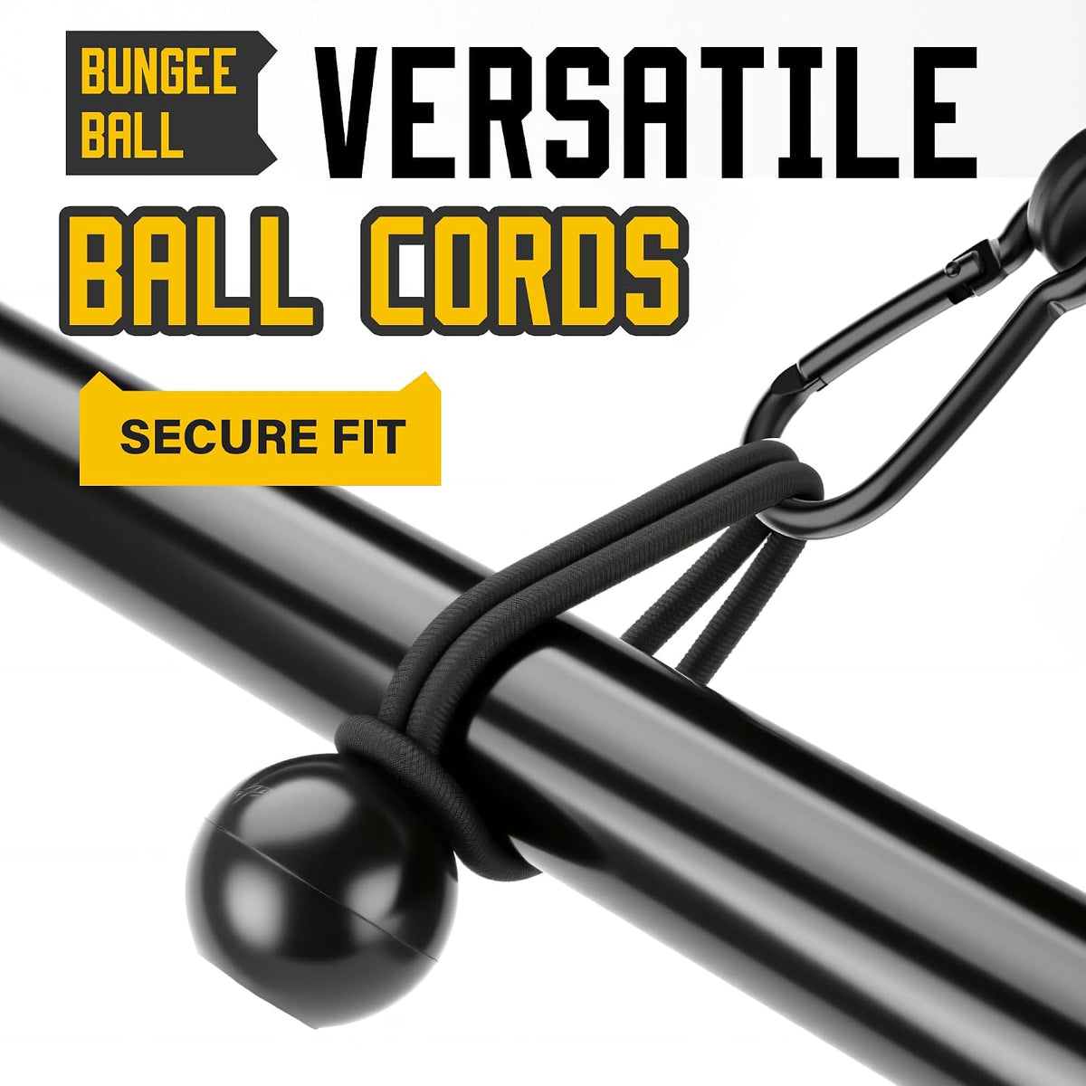 Adjustable Bungee Cords with Hooks, Heavy Duty Outdoor Carabiner Bungee Cord, Black Super Elastic Bungee Straps Easily Adjust from 7" to 48", Great for Cargo, Camping, Bike Racks, Tents