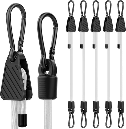 Adjustable Bungee Cords with Hooks, Heavy Duty Outdoor Carabiner Bungee Cord, Black Super Elastic Bungee Straps Easily Adjust from 7" to 48", Great for Cargo, Camping, Bike Racks, Tents