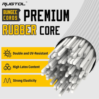 Adjustable Bungee Cords with Hooks, Heavy Duty Outdoor Carabiner Bungee Cord, Black Super Elastic Bungee Straps Easily Adjust from 7" to 48", Great for Cargo, Camping, Bike Racks, Tents