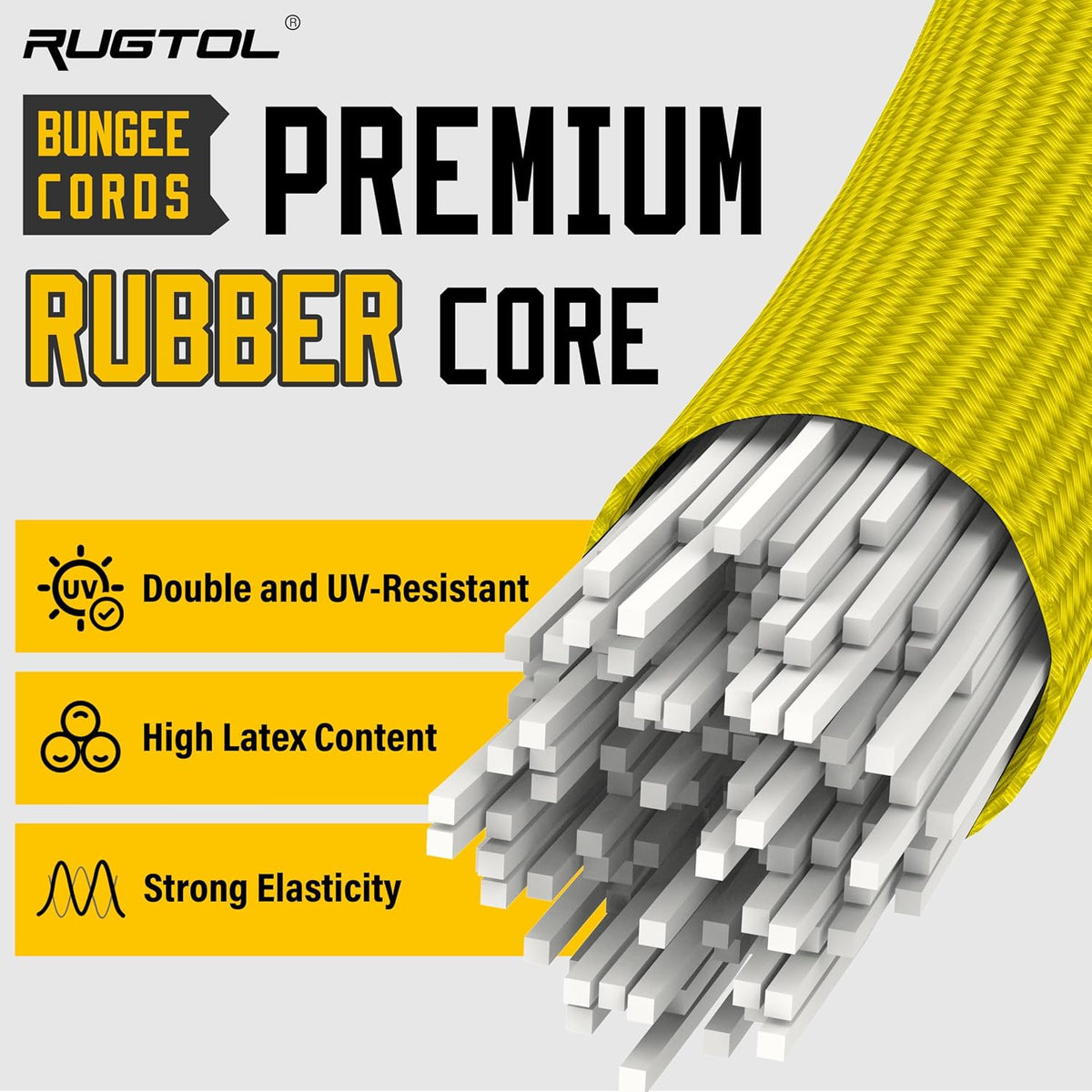 Adjustable Bungee Cords with Hooks, Heavy Duty Outdoor Carabiner Bungee Cord, Black Super Elastic Bungee Straps Easily Adjust from 7" to 48", Great for Cargo, Camping, Bike Racks, Tents