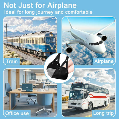 2 Pack Airplane Travel Footrest Hammocks, Adjustable, Black, Memory Foam, Foot Hammock for Airplane Travel