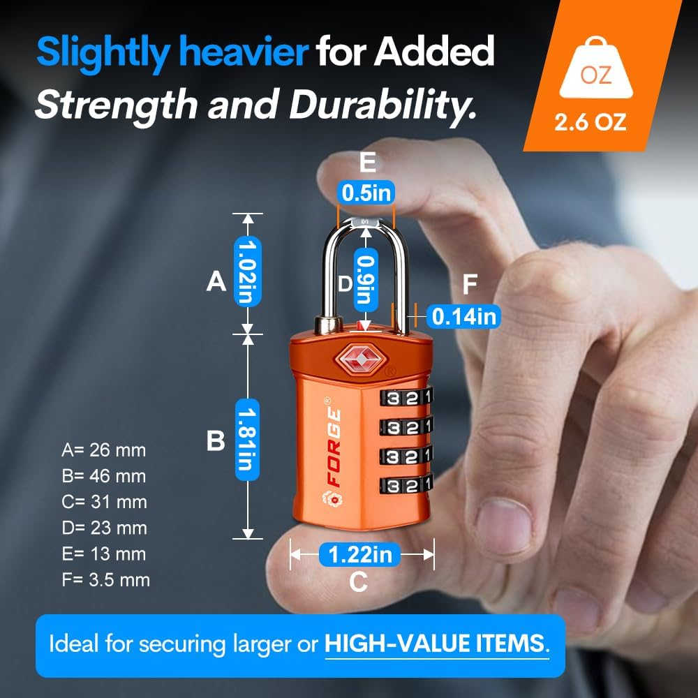 Travel Lock,TSA Approved Luggage Locks for Air Travel, Gym Lockers, School Lockers, Pelican Cases, Gun Case, Easy Read Dials, Durable Alloy Body