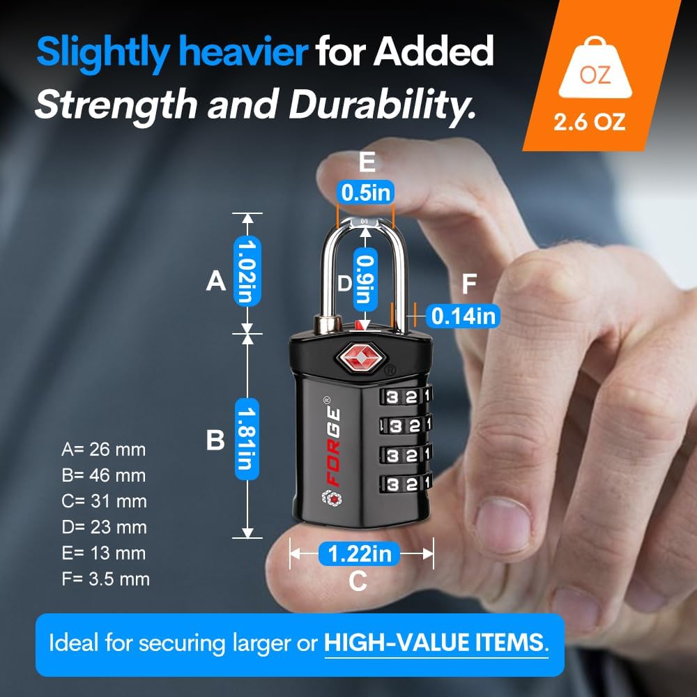 Travel Lock,TSA Approved Luggage Locks for Air Travel, Gym Lockers, School Lockers, Pelican Cases, Gun Case, Easy Read Dials, Durable Alloy Body