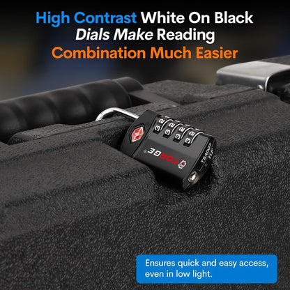 Travel Lock,TSA Approved Luggage Locks for Air Travel, Gym Lockers, School Lockers, Pelican Cases, Gun Case, Easy Read Dials, Durable Alloy Body