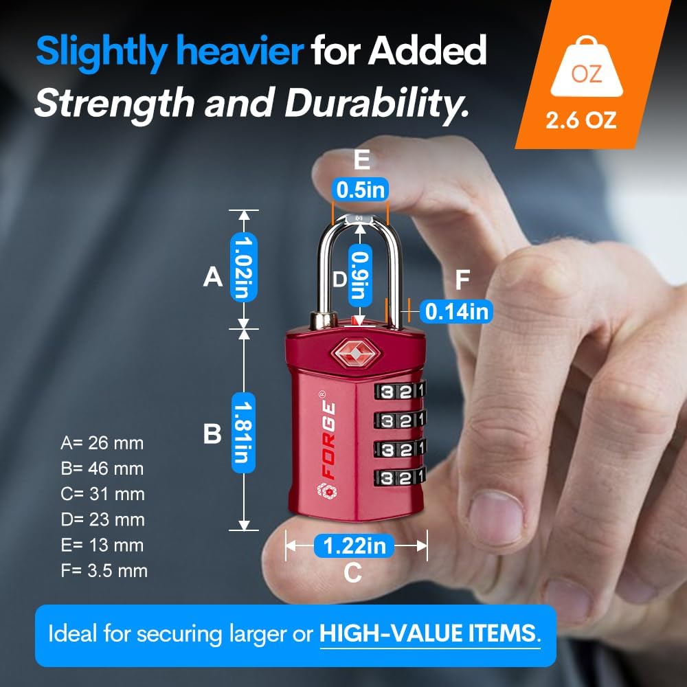 Travel Lock,TSA Approved Luggage Locks for Air Travel, Gym Lockers, School Lockers, Pelican Cases, Gun Case, Easy Read Dials, Durable Alloy Body