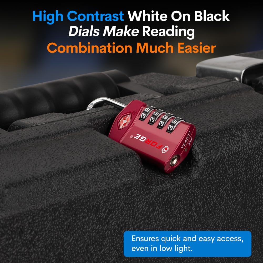 Travel Lock,TSA Approved Luggage Locks for Air Travel, Gym Lockers, School Lockers, Pelican Cases, Gun Case, Easy Read Dials, Durable Alloy Body
