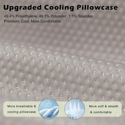 Cooling Travel Pillow, Small Memory Foam Camping Pillow with Adjustable Buckle Strap & Storage Bag, Compact Small Pillow for Airplane, Car Lumbar, Office, Washable Cooling Cover, Quarry Grey