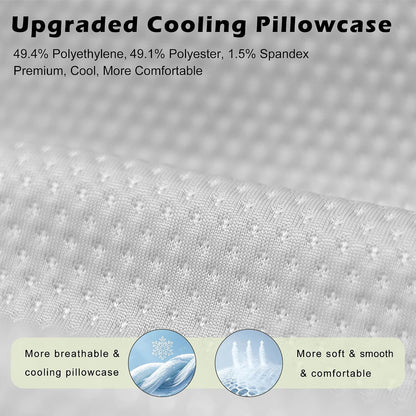Cooling Travel Pillow, Small Memory Foam Camping Pillow with Adjustable Buckle Strap & Storage Bag, Compact Small Pillow for Airplane, Car Lumbar, Office, Washable Cooling Cover, Quarry Grey