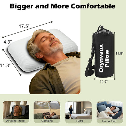 Cooling Travel Pillow, Small Memory Foam Camping Pillow with Adjustable Buckle Strap & Storage Bag, Compact Small Pillow for Airplane, Car Lumbar, Office, Washable Cooling Cover, Quarry Grey