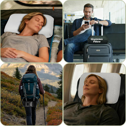 Cooling Travel Pillow, Small Memory Foam Camping Pillow with Adjustable Buckle Strap & Storage Bag, Compact Small Pillow for Airplane, Car Lumbar, Office, Washable Cooling Cover, Quarry Grey