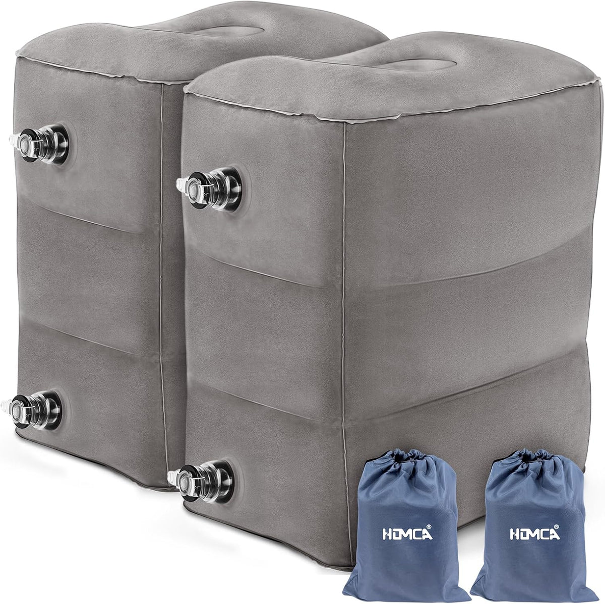 Inflatable Travel Foot Rest Pillow for Airplane (2-Pack)