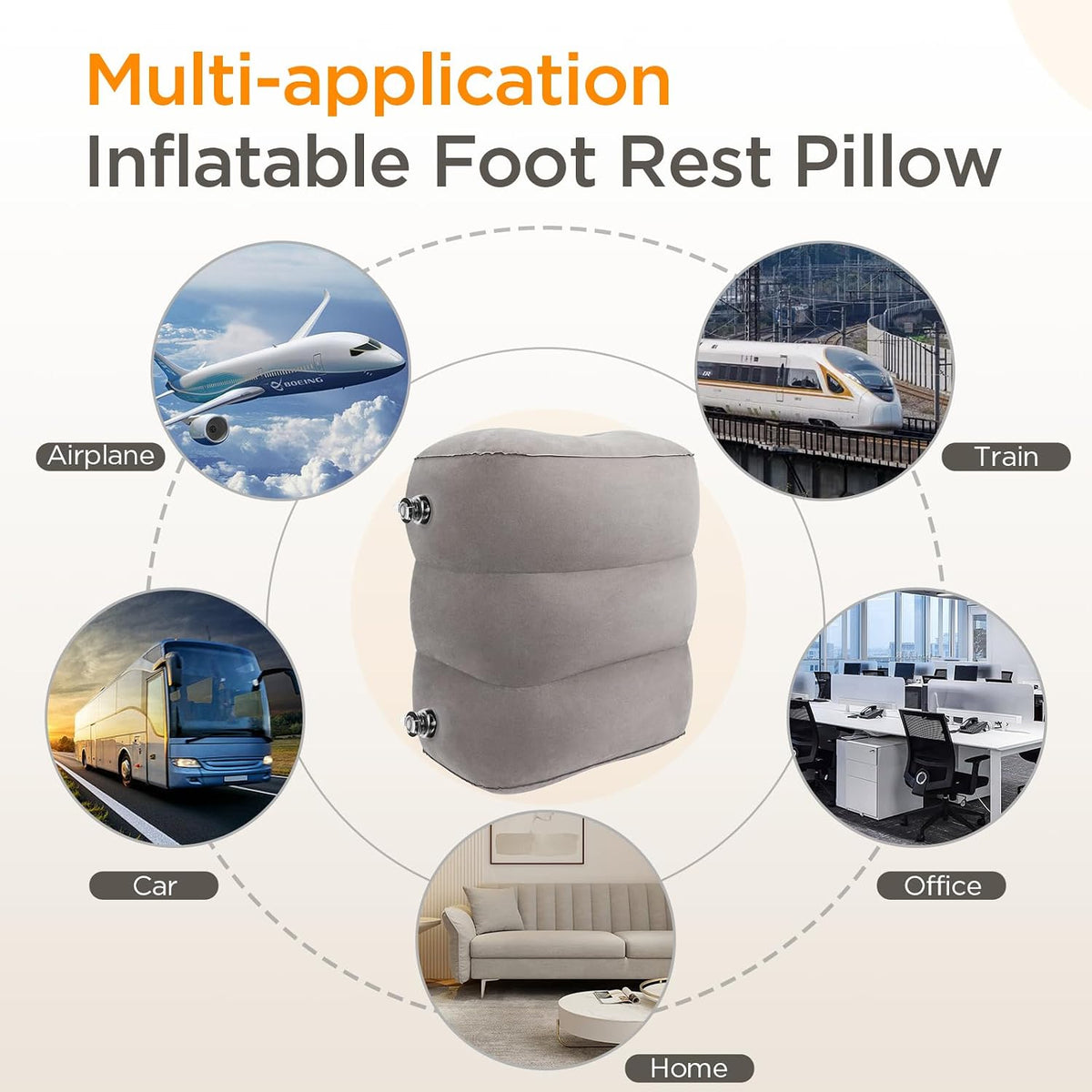 Inflatable Travel Foot Rest Pillow for Airplane (2-Pack)
