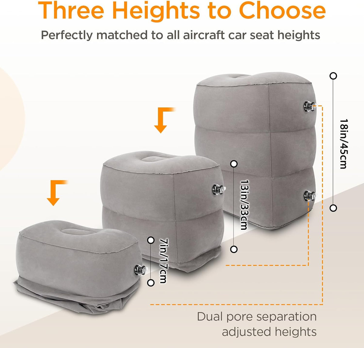 Inflatable Travel Foot Rest Pillow for Airplane (2-Pack)