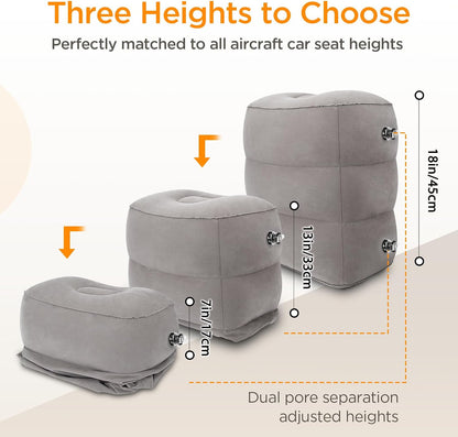 Inflatable Travel Foot Rest Pillow for Airplane (2-Pack)