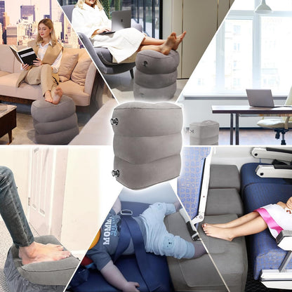 Inflatable Travel Foot Rest Pillow for Airplane (2-Pack)