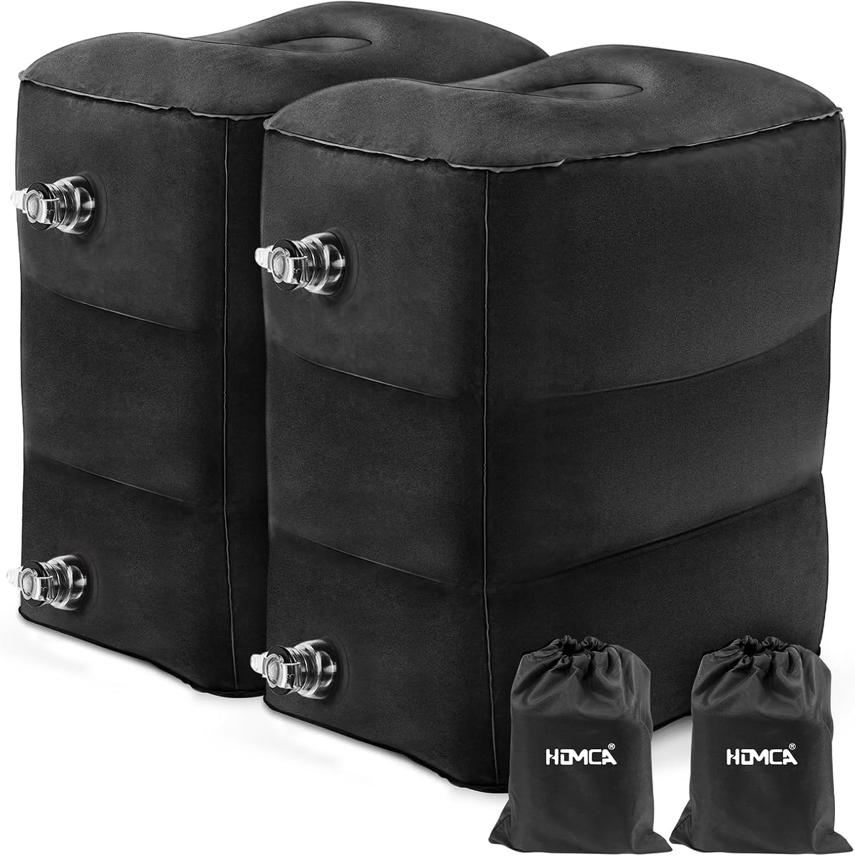 Inflatable Travel Foot Rest Pillow for Airplane (2-Pack)