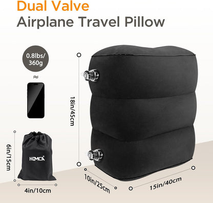 Inflatable Travel Foot Rest Pillow for Airplane (2-Pack)