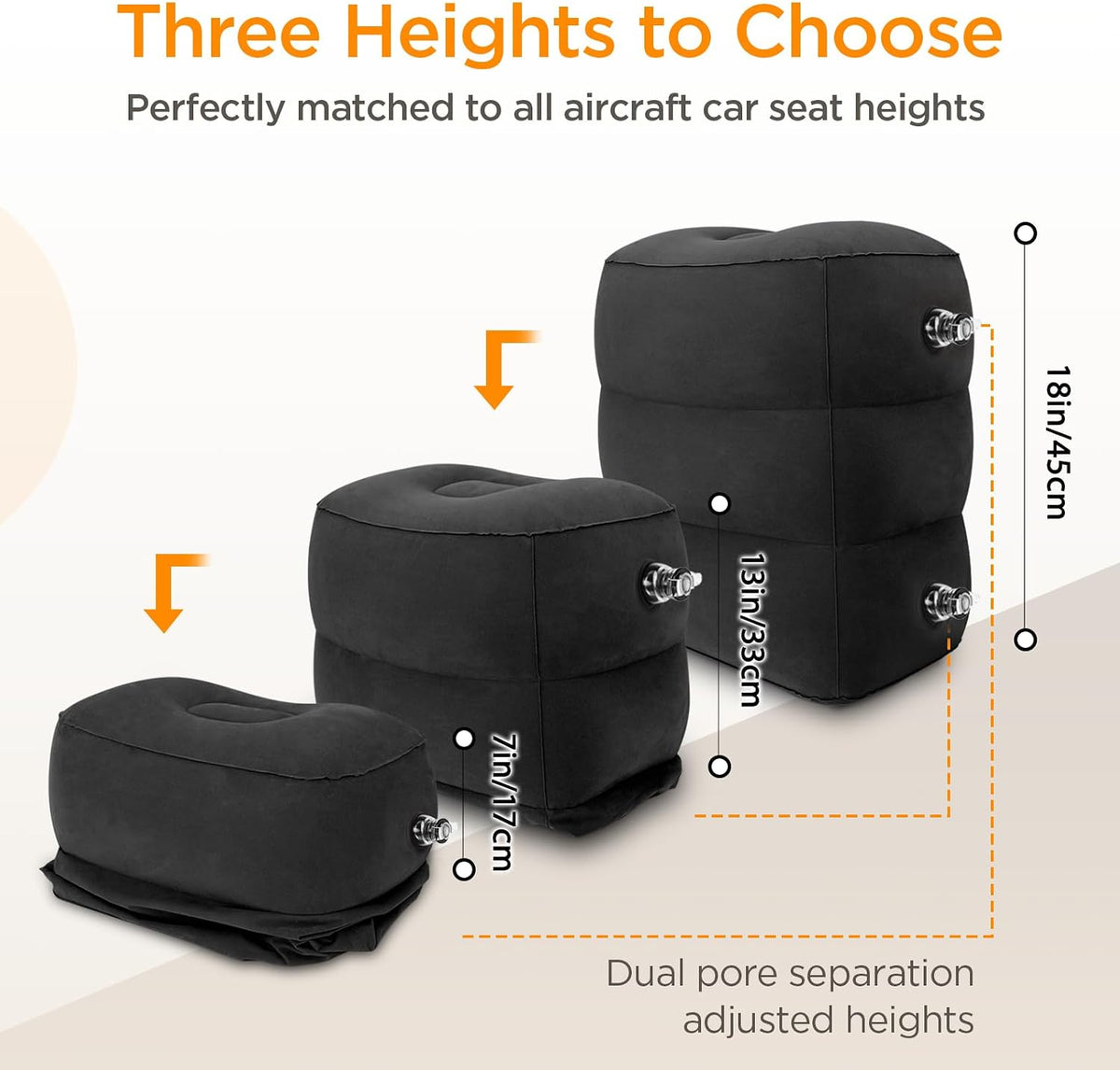 Inflatable Travel Foot Rest Pillow for Airplane (2-Pack)