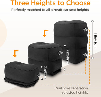 Inflatable Travel Foot Rest Pillow for Airplane (2-Pack)