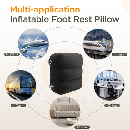 Inflatable Travel Foot Rest Pillow for Airplane (2-Pack)