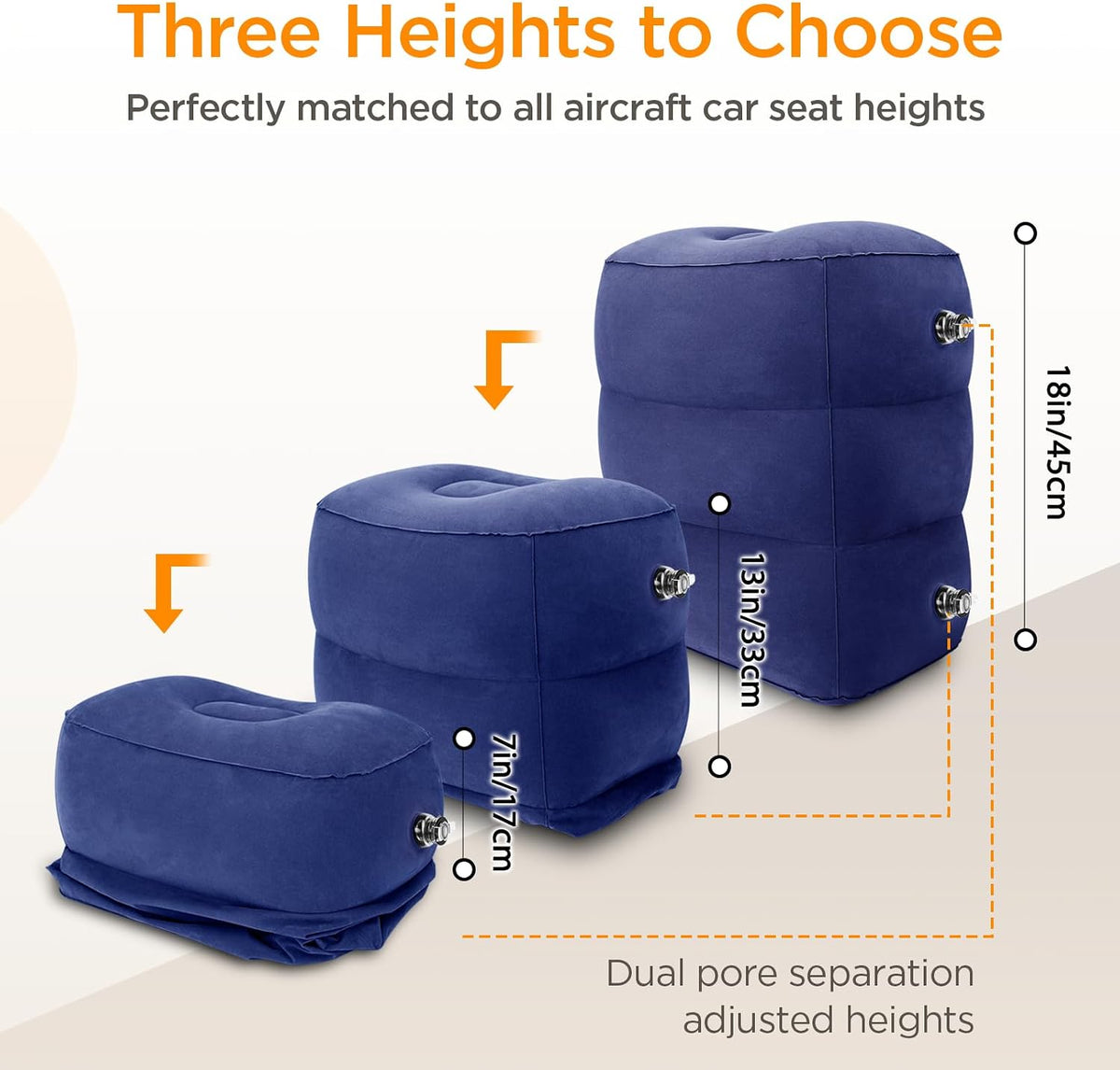 Inflatable Travel Foot Rest Pillow for Airplane (2-Pack)