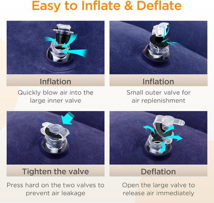 Inflatable Travel Foot Rest Pillow for Airplane (2-Pack)