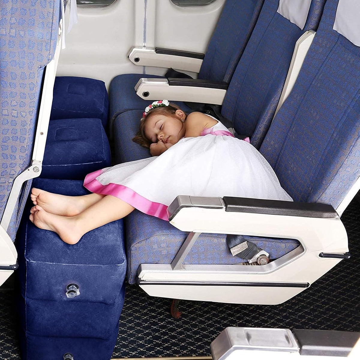 Inflatable Travel Foot Rest Pillow for Airplane (2-Pack)