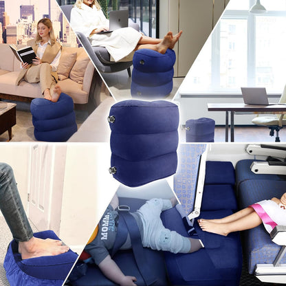 Inflatable Travel Foot Rest Pillow for Airplane (2-Pack)