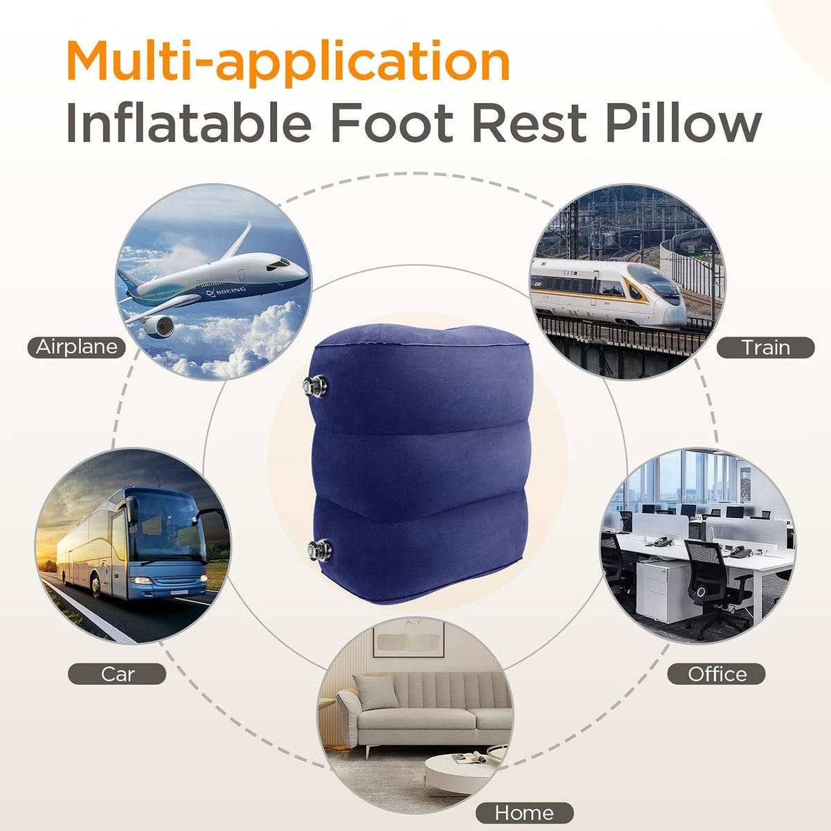 Inflatable Travel Foot Rest Pillow for Airplane (2-Pack)