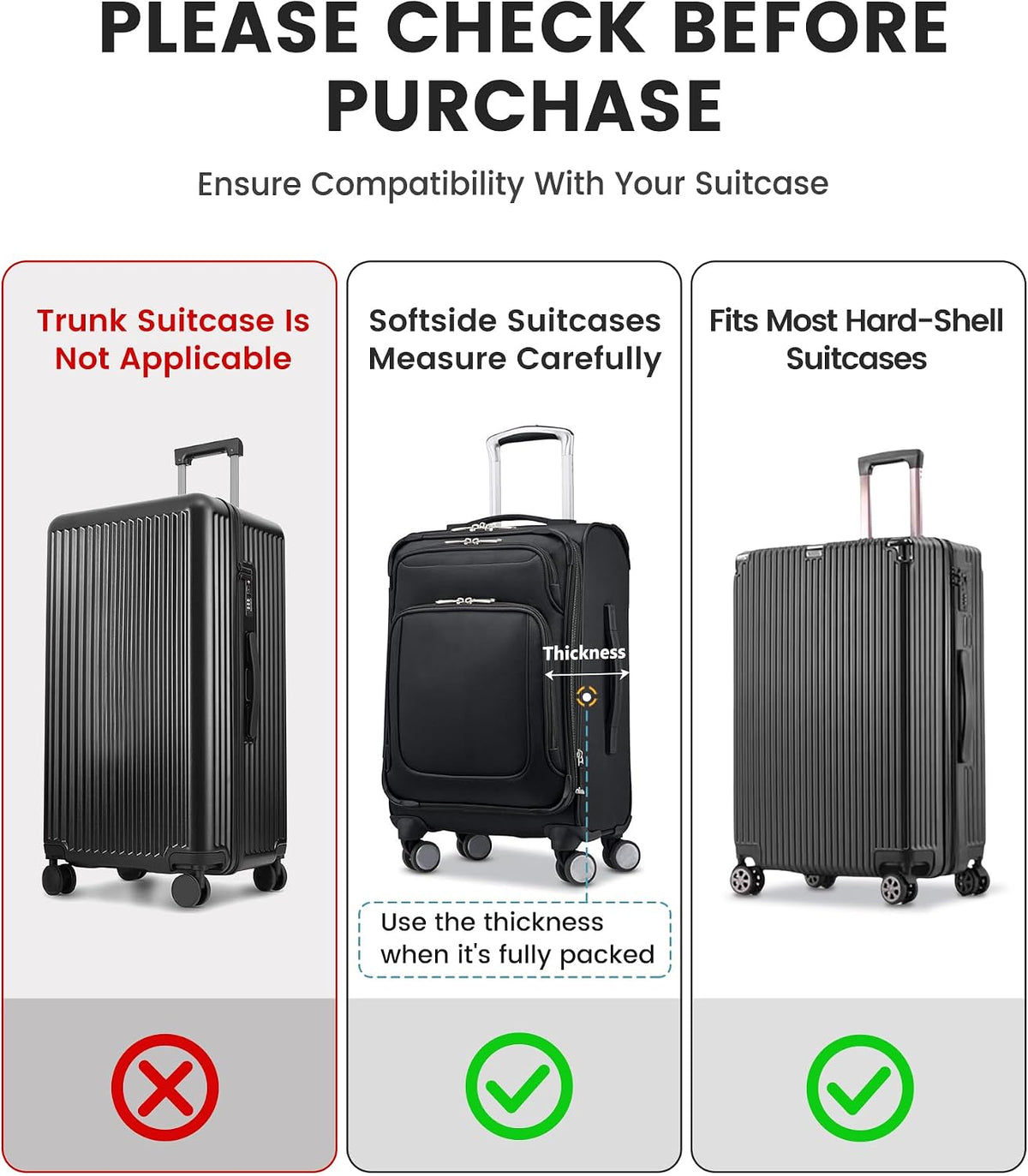 Travelkin Clear Luggage Cover For Suitcase, TPU Suitcase Cover Protector