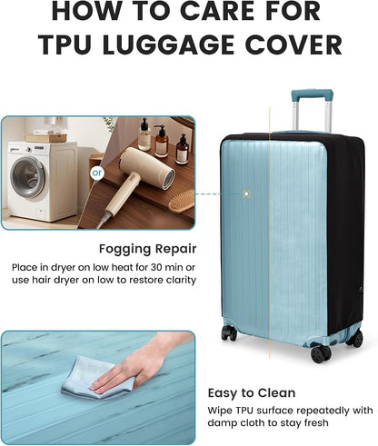 Travelkin Clear Luggage Cover For Suitcase, TPU Suitcase Cover Protector