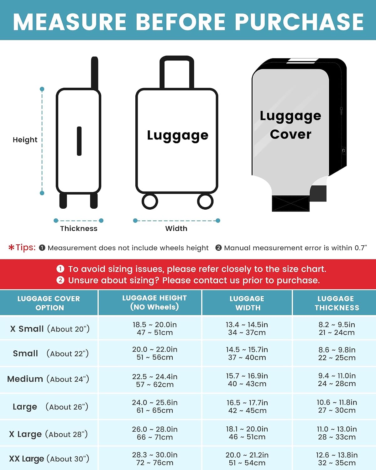 Travelkin Clear Luggage Cover For Suitcase, TPU Suitcase Cover Protector