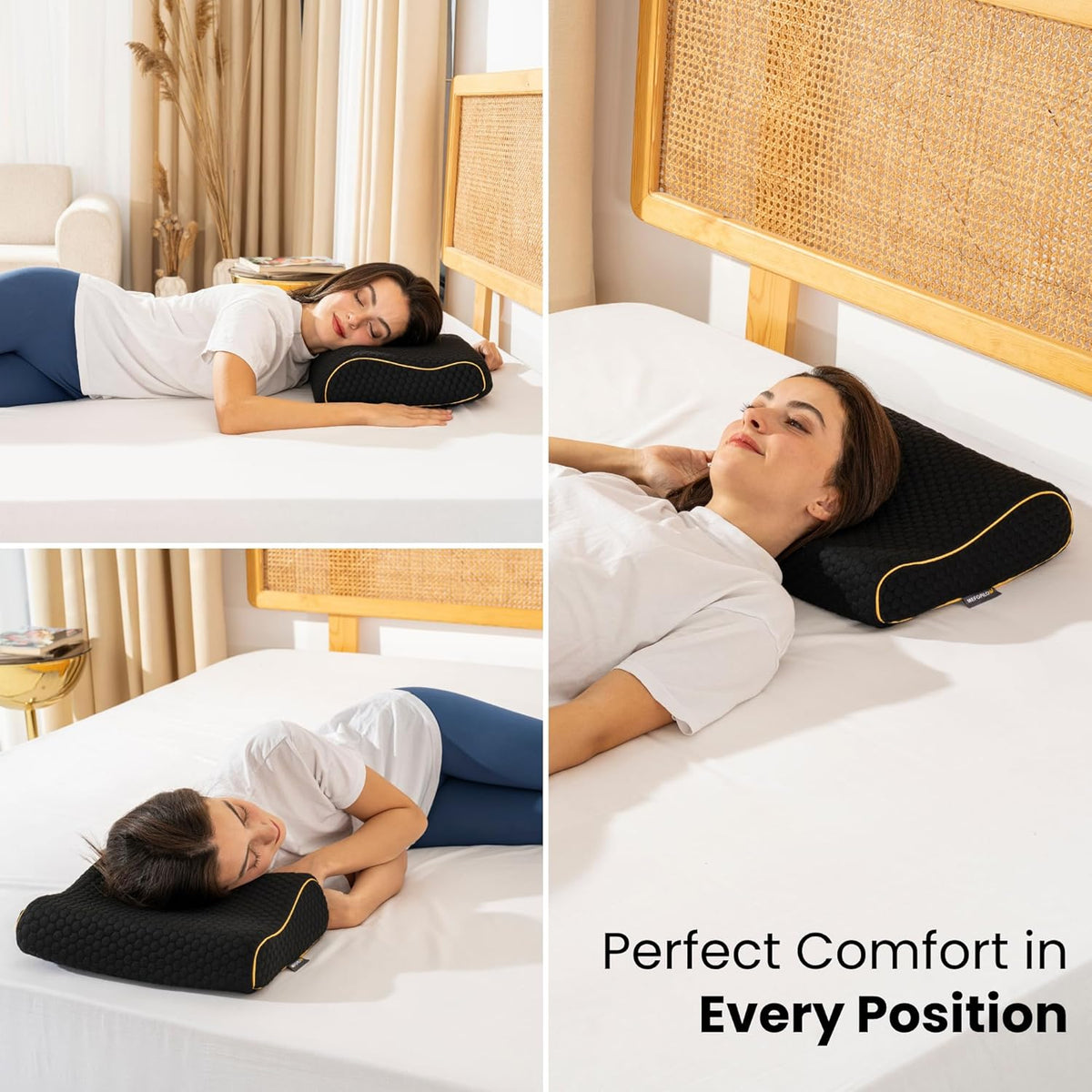 Memory Foam Travel Pillow with Washable Cover & Carry Bag – Compact, Soft & Breathable Neck Pillow for Airplane, Camping & Car (White- with Extra Gray Cotton Cover, 15.7x9.8x3.9 inches)