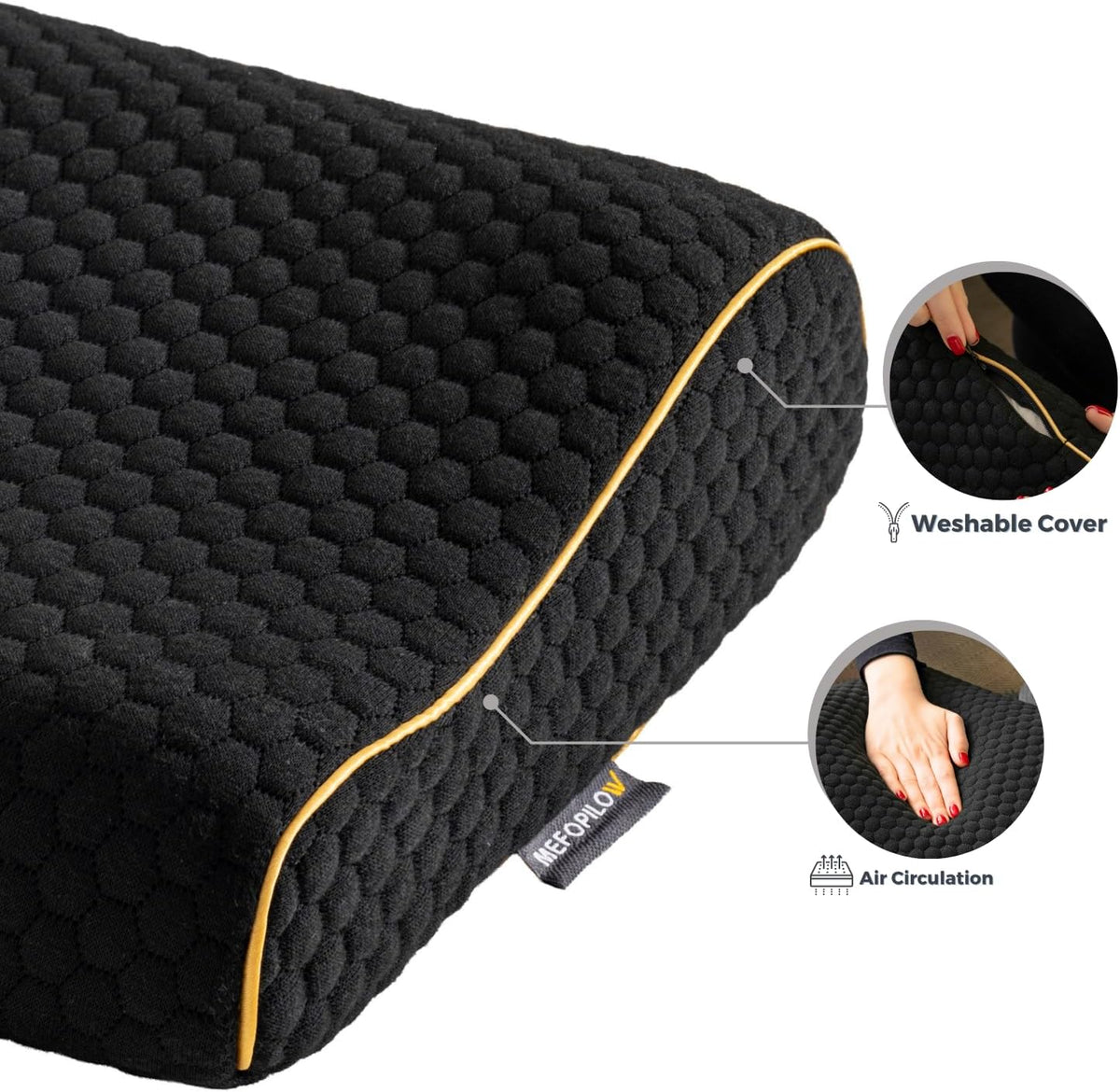 Memory Foam Travel Pillow with Washable Cover & Carry Bag – Compact, Soft & Breathable Neck Pillow for Airplane, Camping & Car (White- with Extra Gray Cotton Cover, 15.7x9.8x3.9 inches)