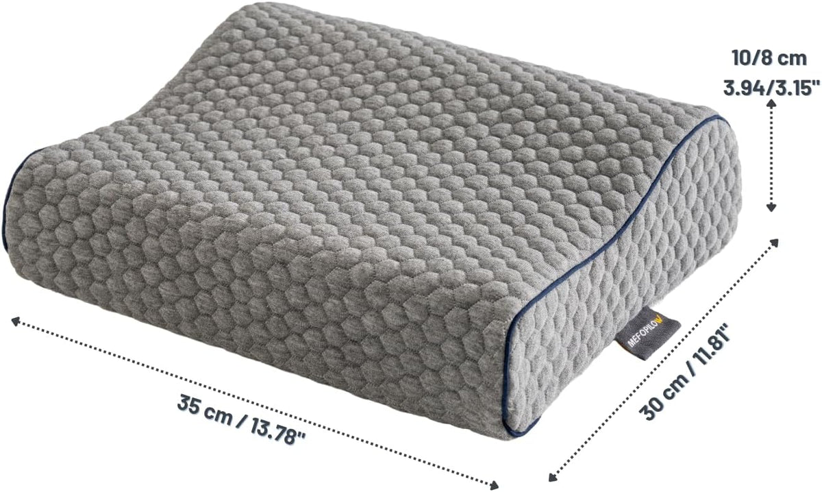 Memory Foam Travel Pillow with Washable Cover & Carry Bag – Compact, Soft & Breathable Neck Pillow for Airplane, Camping & Car (White- with Extra Gray Cotton Cover, 15.7x9.8x3.9 inches)