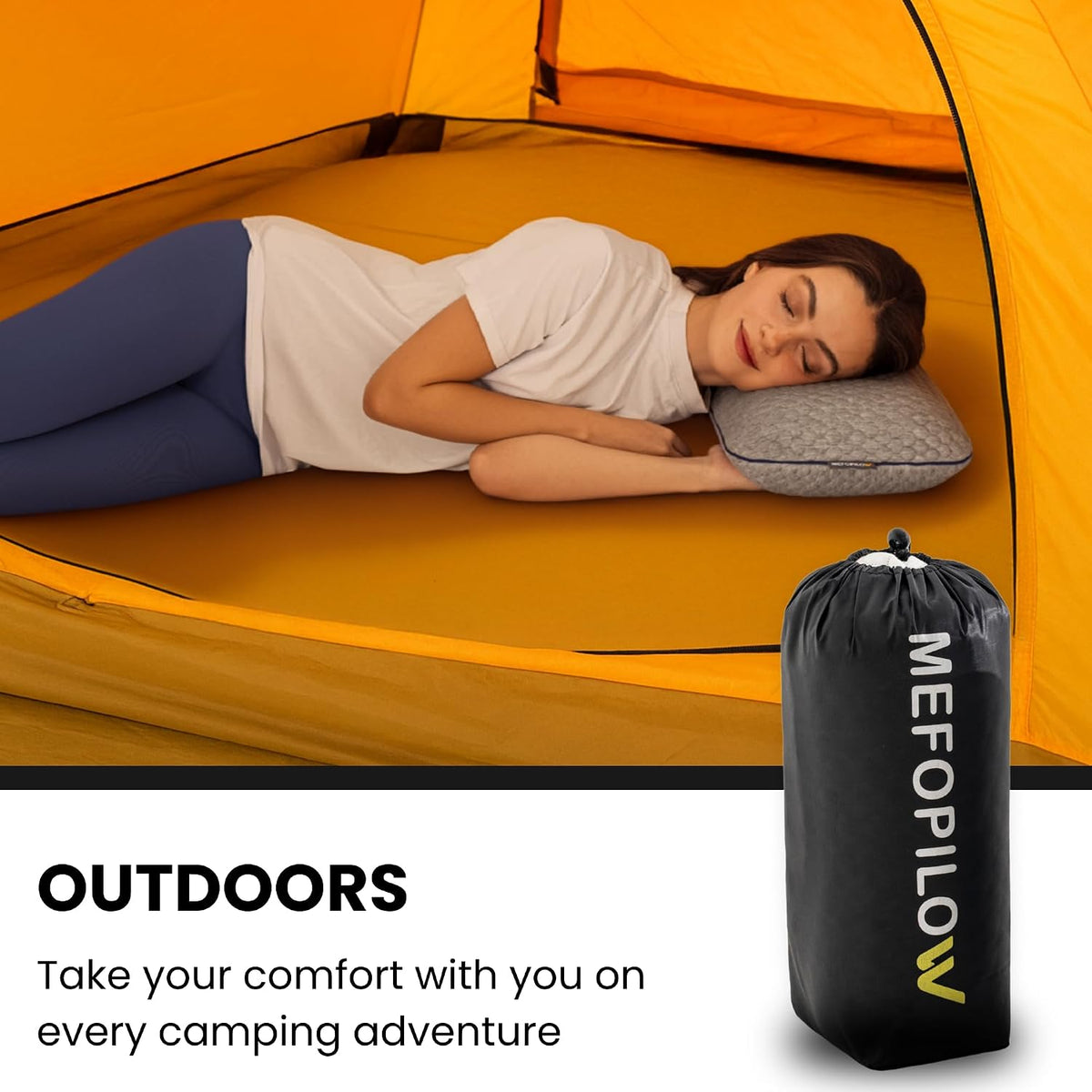 Memory Foam Travel Pillow with Washable Cover & Carry Bag – Compact, Soft & Breathable Neck Pillow for Airplane, Camping & Car (White- with Extra Gray Cotton Cover, 15.7x9.8x3.9 inches)